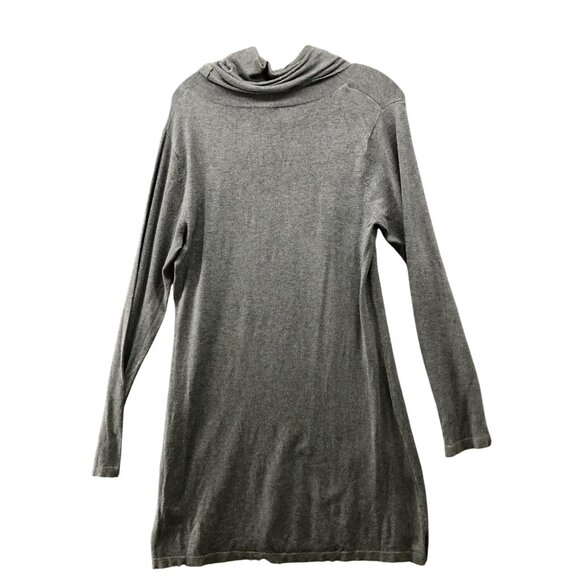 H&M Turtleneck Sweater Dress Womens L Gray Pullover Tight Knit Mini Tunic - Picture 2 of 8